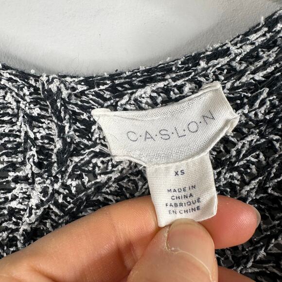 Caslon Gray Black & White Open Front Asymmetrical Knitted Cardigan - Picture 5 of 6